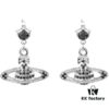 West Grandma Black Crystal Diamond Platform Saturn Stud Earrings