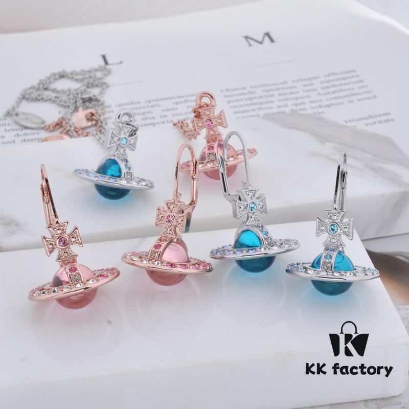 West Queen Gradient Crystal Earrings - Pink