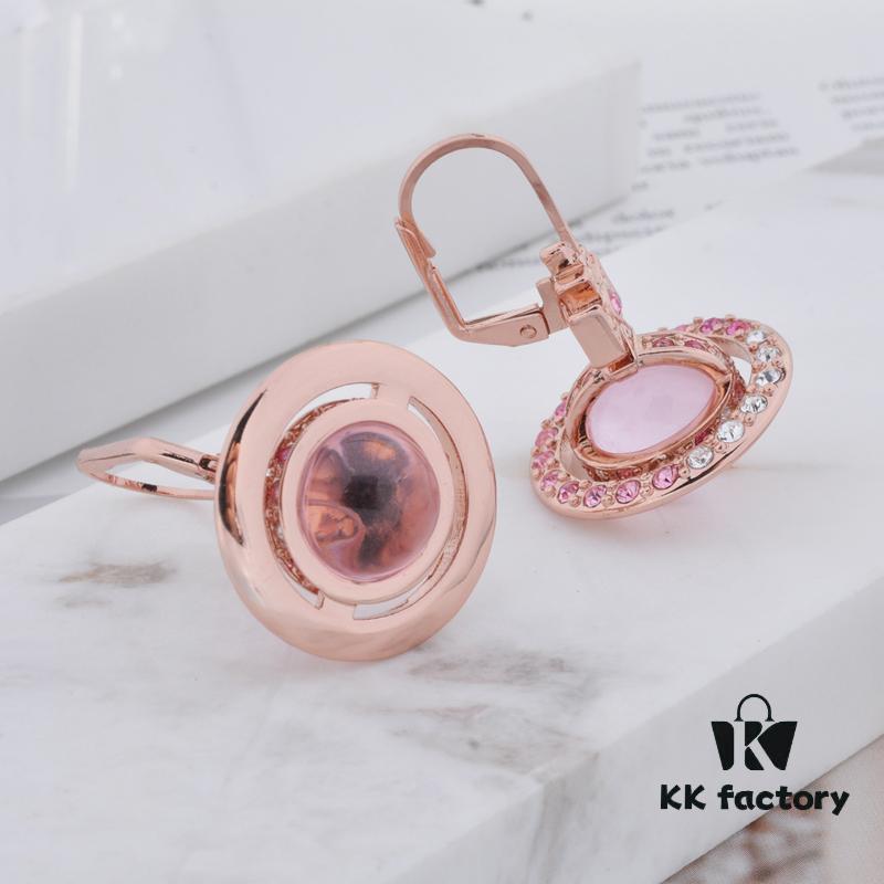 West Queen Gradient Crystal Earrings - Pink