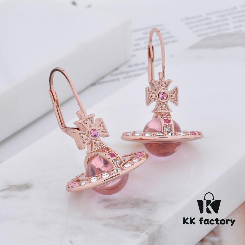 West Queen Gradient Crystal Earrings - Pink