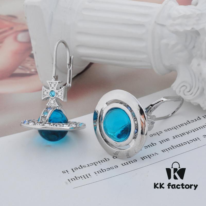 Vivienne Westwood Ongoing Gradient Crystal Earrings - Silver Blue