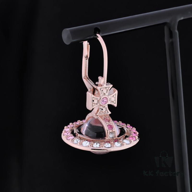 West Queen Gradient Crystal Earrings - Pink