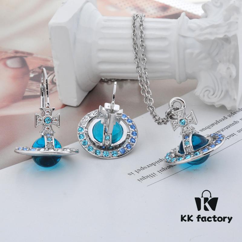 Vivienne Westwood Ongoing Gradient Crystal Earrings - Silver Blue