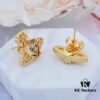 West Queen Heart-Shaped Zircon Stud Earrings - Gold