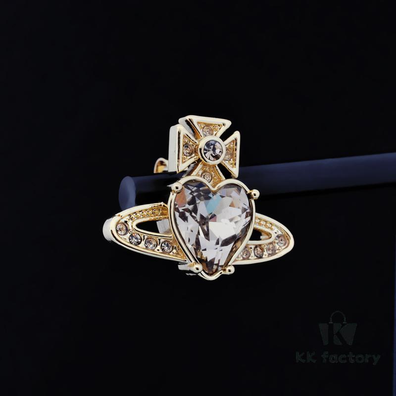 West Queen Heart-Shaped Zircon Stud Earrings - Gold