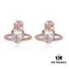 Vivienne Westwood Love Heart Zirconia Stud Earrings - Rose Gold White Diamond