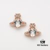 Vivienne Westwood Love Heart Zirconia Stud Earrings - Rose Gold White Diamond