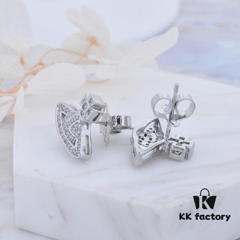 Vivienne Westwood Micro Pave Zirconia Saturn Stud Earrings - Silver