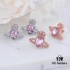 West Queen Zircon Heart Stud Earrings - Rose Gold Pink