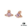 West Queen Zircon Heart Stud Earrings - Rose Gold Pink