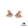 West Queen Zircon Heart Stud Earrings - Rose Gold Pink