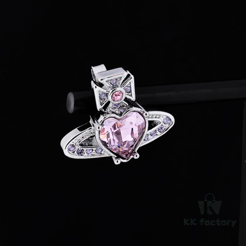 West Queen Zircon Heart Stud Earrings - Silver Tone