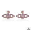 West Queen Classic Full Diamond Stud Earrings - Rose Gold with White Diamonds
