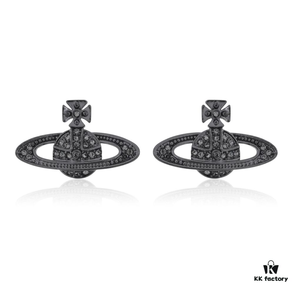 Vivienne Westwood Classic Full Diamond Stud Earrings - Titanium Black