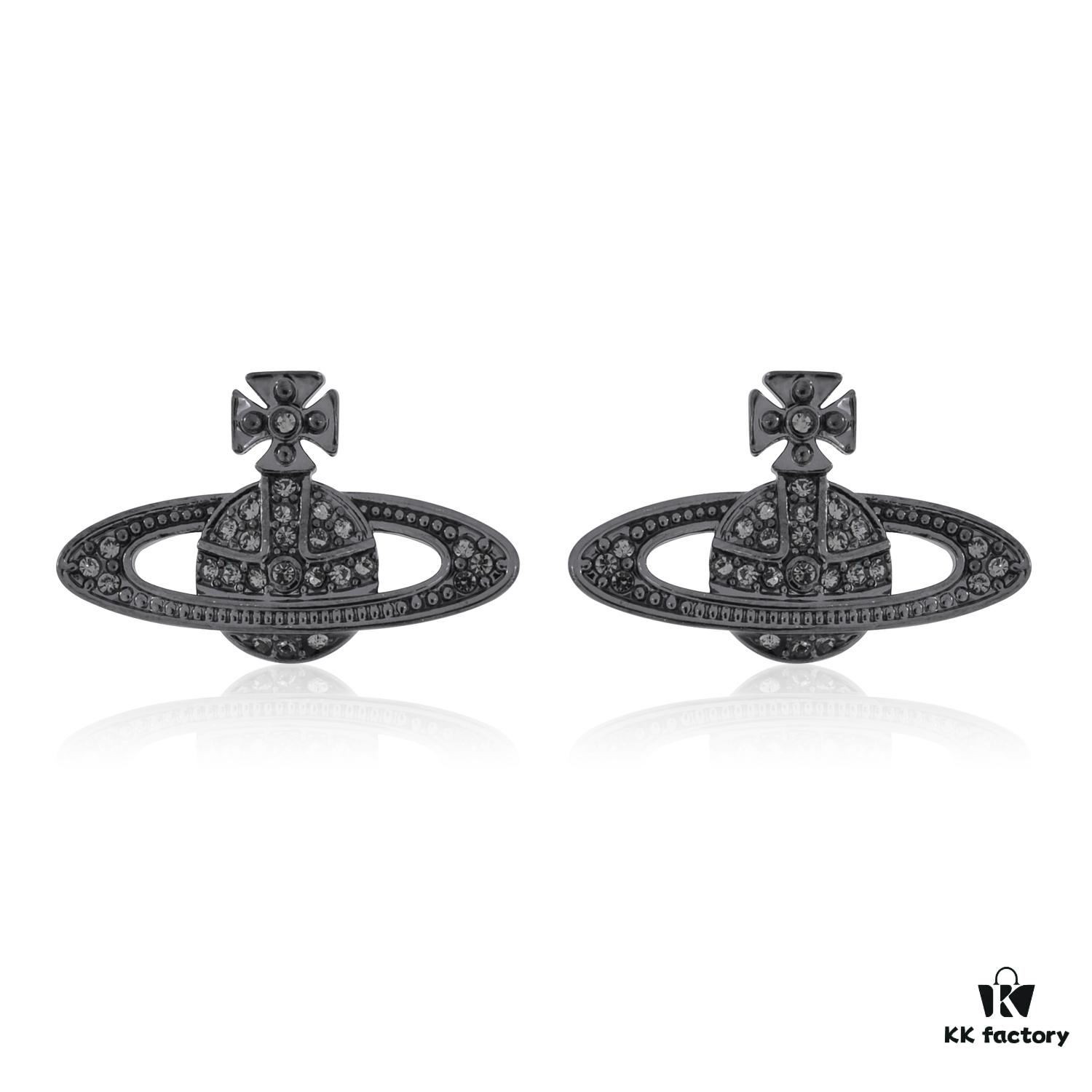 Vivienne Westwood Classic Full Diamond Stud Earrings - Titanium Black