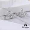 West Queen Classic Full Diamond Stud Earrings - Silver White Diamond