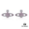 West Grandma Classic Full Diamond Stud Earrings - Silver Pink Diamond