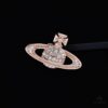 West Queen Classic Full Diamond Stud Earrings - Rose Gold with White Diamonds