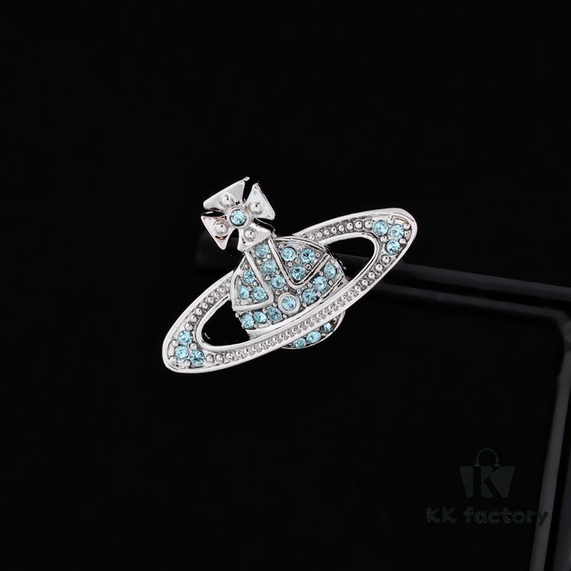 Vivienne Westwood Classic Full-Pave Silver Blue Diamond Stud Earrings