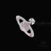 West Grandma Classic Full Diamond Stud Earrings - Silver Pink Diamond