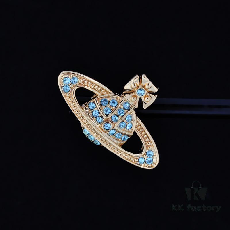 Vivienne Westwood Classic Full-Pavé Diamond Stud Earrings - Gold and Blue Diamonds