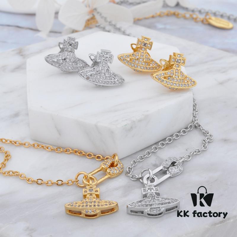 Vivienne Westwood Micro Pave Zirconia Saturn Stud Earrings - Silver