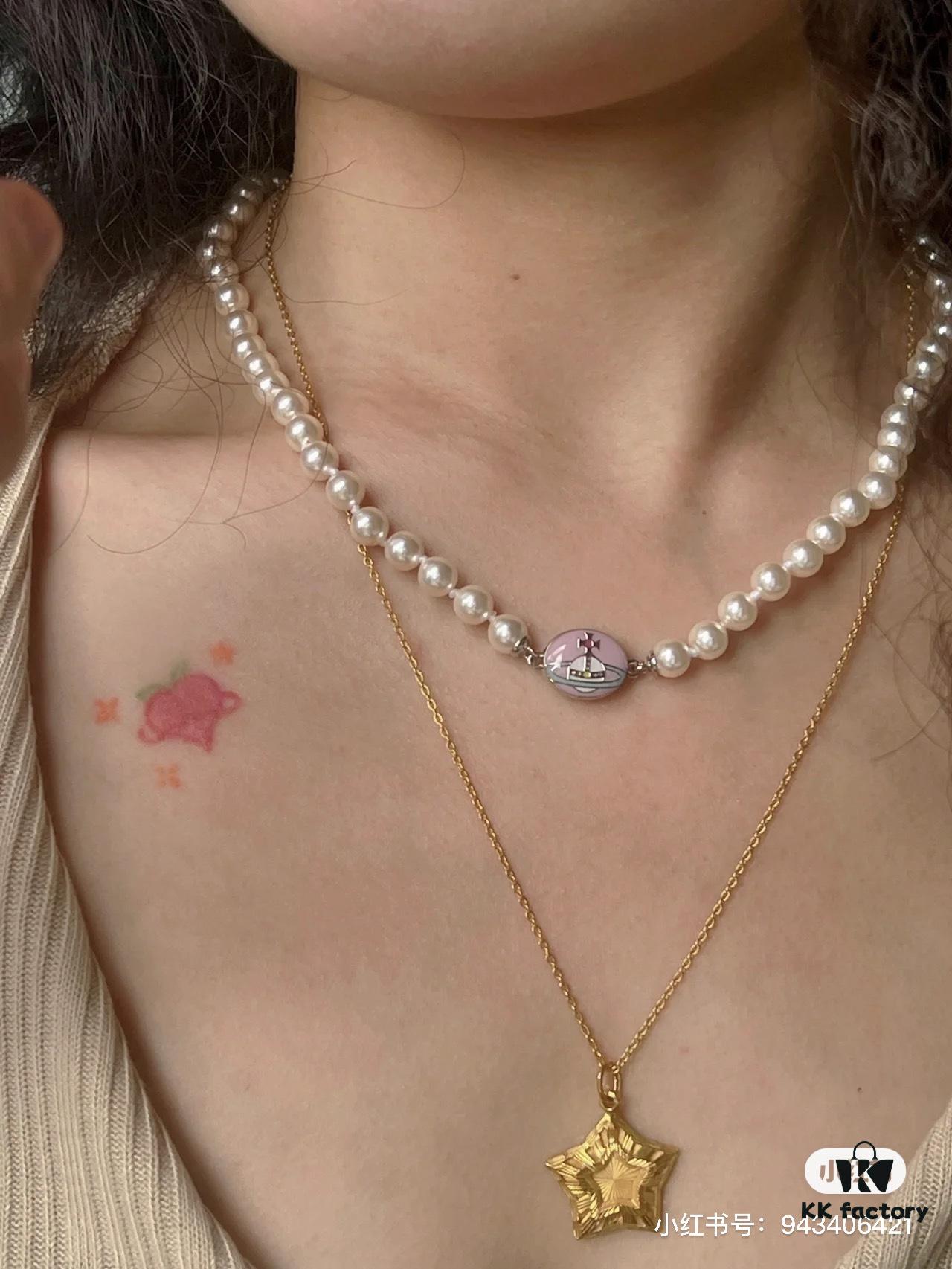 West Queen Enamel Pearl Necklace with Magnetic Clasp, Two Colors Available in Stock