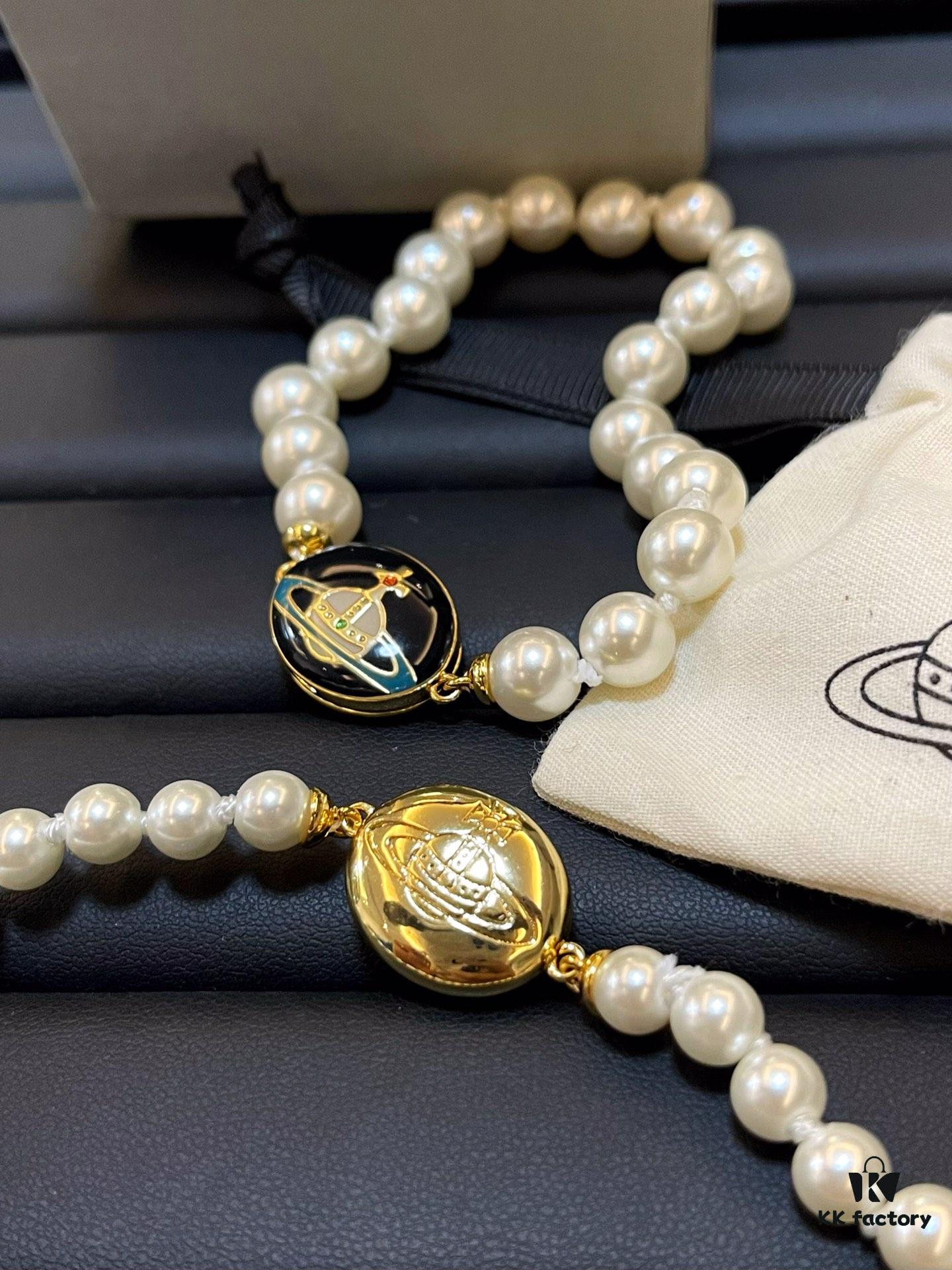 Enamel Pearl Series - Necklace / Bracelet - Pink Silver / Black Gold / Black Silver