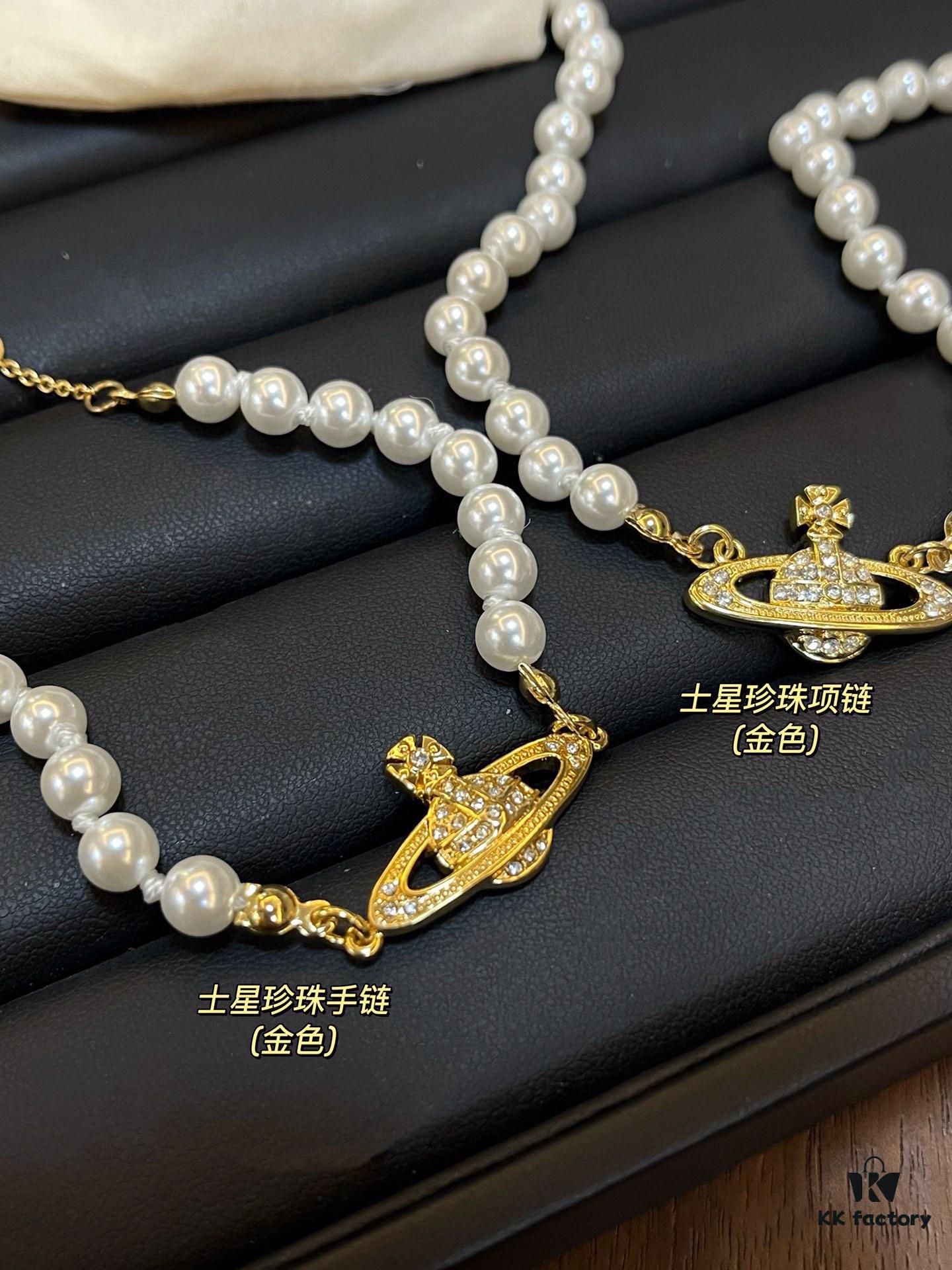 Saturn Pearl Paperclip Series - Necklace / Bracelet - Gold / Silver