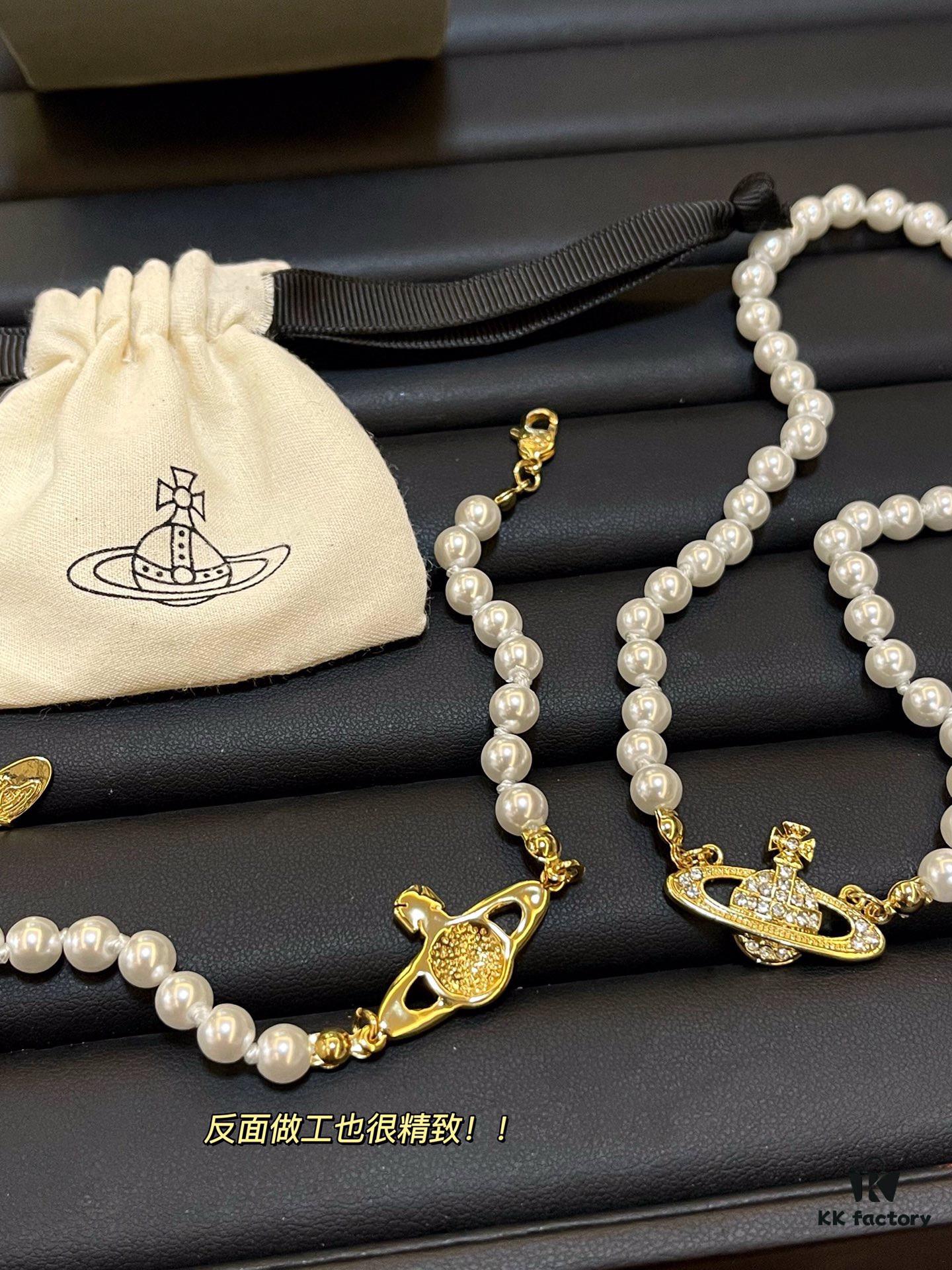 Saturn Pearl Paperclip Series - Necklace / Bracelet - Gold / Silver