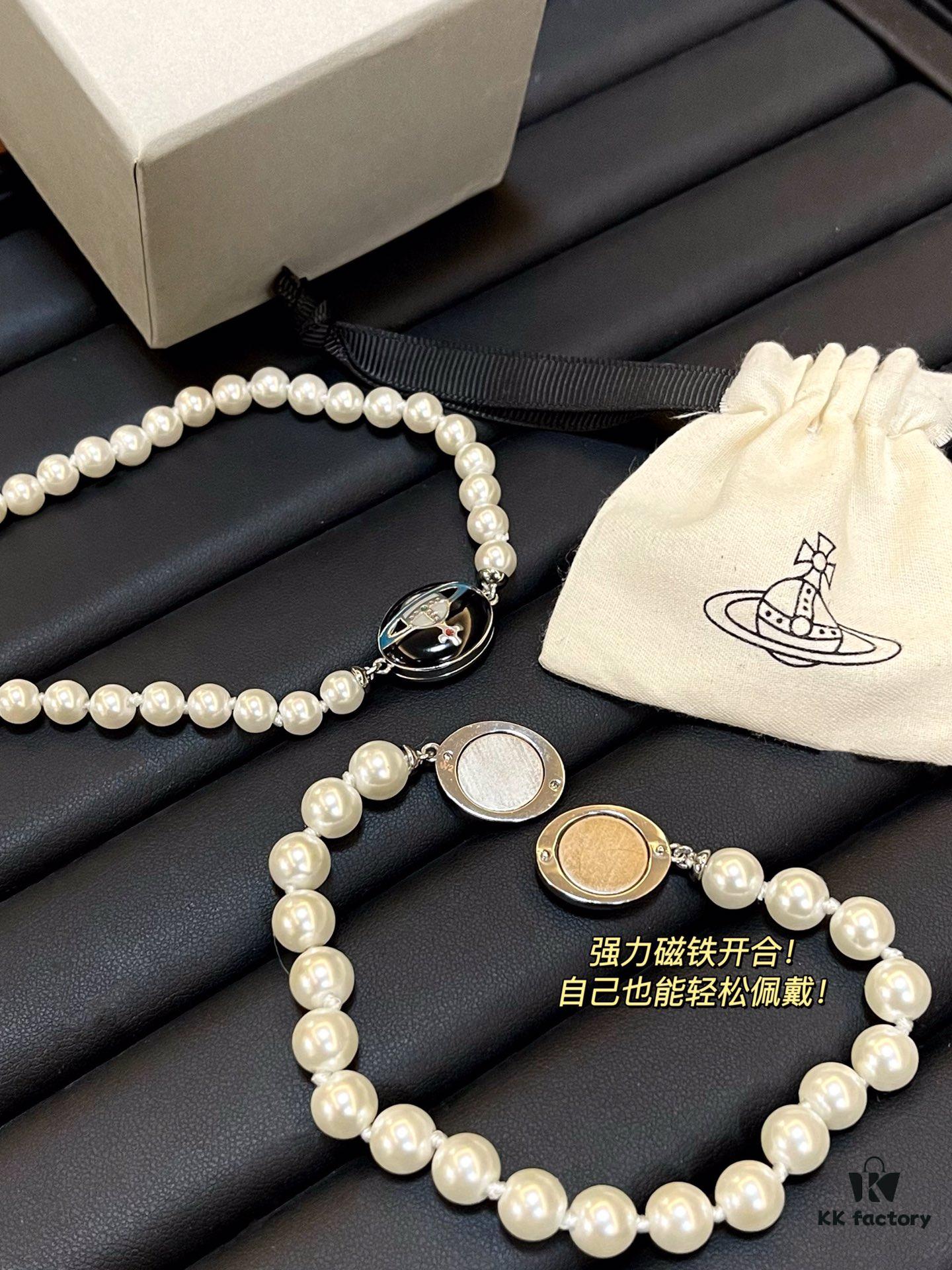 Enamel Pearl Series - Necklace / Bracelet - Pink Silver / Black Gold / Black Silver