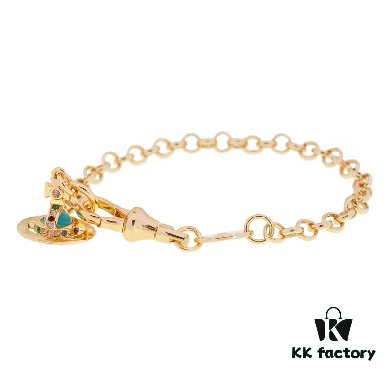 West Queen 3D Saturn Bracelet - Golden Lake Blue Color