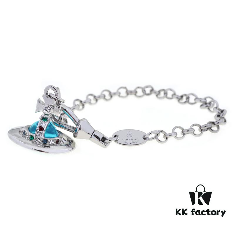 West Grandma 3D Saturn Bracelet - Silver Lake Blue Color