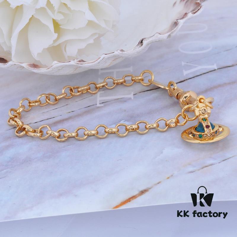 West Queen 3D Saturn Bracelet - Golden Lake Blue Color