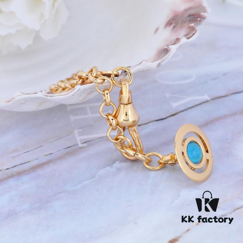 West Queen 3D Saturn Bracelet - Golden Lake Blue Color