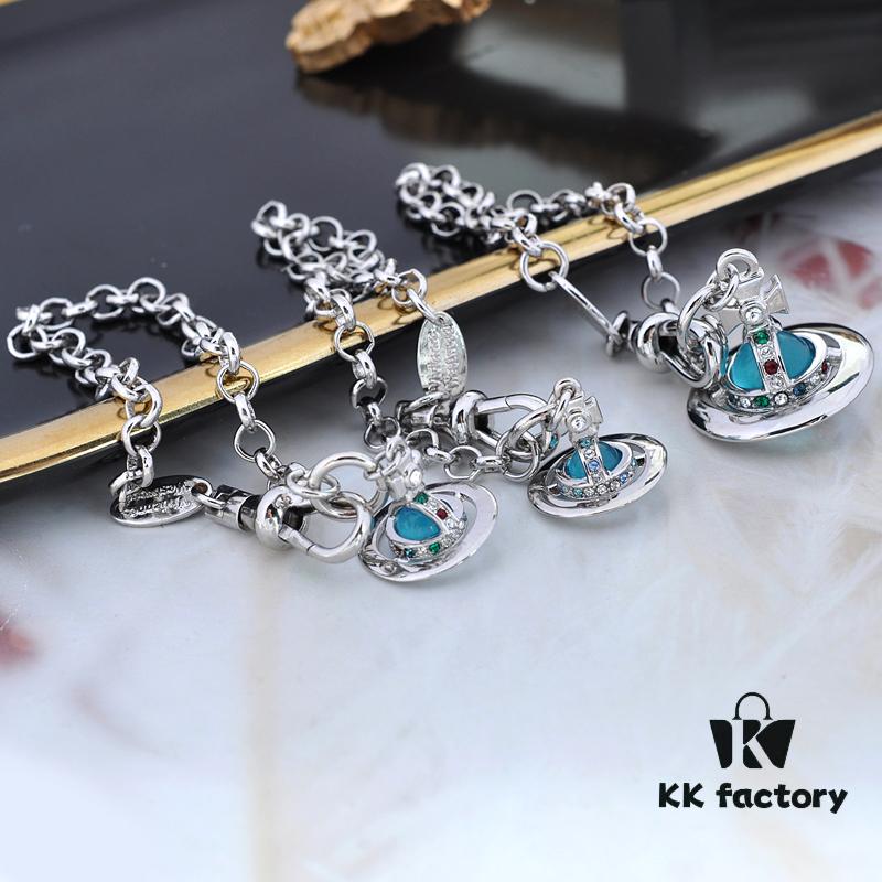 West Grandma 3D Saturn Bracelet - Silver Lake Blue Color