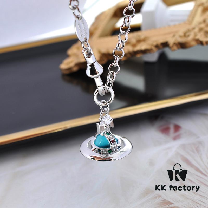 West Grandma 3D Saturn Bracelet - Silver Lake Blue Color