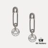 West Queen Wire Cut Round Pendant - Pin Earrings in Silver