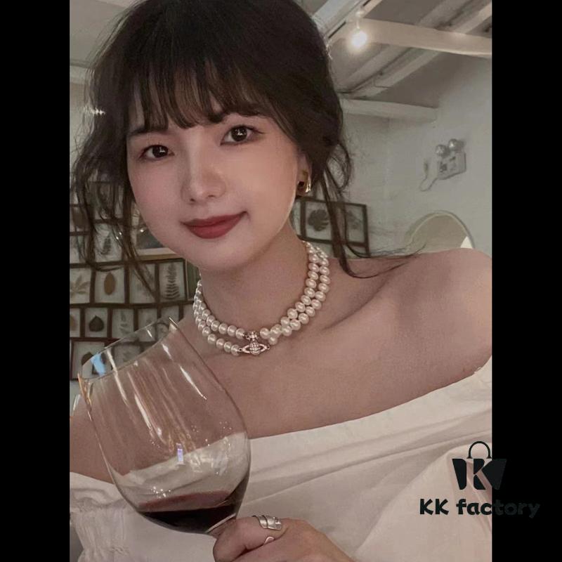 Westcom Lady Lin Na Lian Same Style GRAZIELLA Magnetic Pearl Necklace - Small Double Layer - Gold