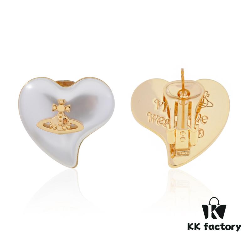 Vivienne Westwood Large Resin Heart Earrings - Gold