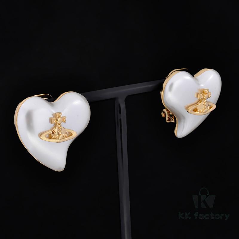 Vivienne Westwood Large Resin Heart Earrings - Gold