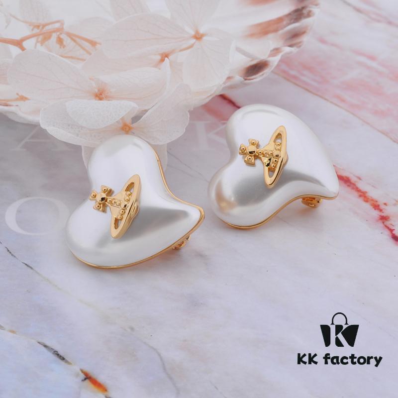 Vivienne Westwood Large Resin Heart Earrings - Gold