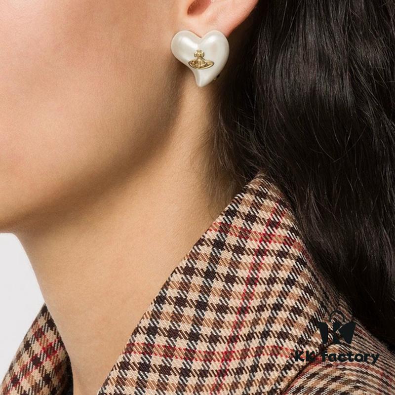 Vivienne Westwood Large Resin Heart Earrings - Gold