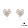 West Grandma Small Resin Heart Pearl Stud Earrings - Gold