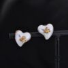 West Grandma Small Resin Heart Pearl Stud Earrings - Gold