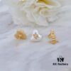 West Grandma Small Resin Heart Pearl Stud Earrings - Gold