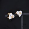 West Grandma Small Resin Heart Pearl Stud Earrings - Gold