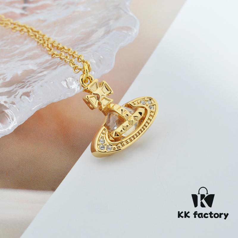 West Queen Studs Glass Beads - Half-Face Necklace - Small Gold