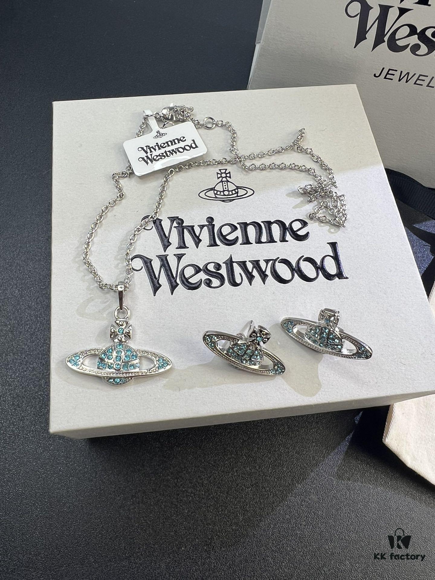 Lady Veda Lan Zuan Saturn Necklace and Stud Earrings Set In Stock