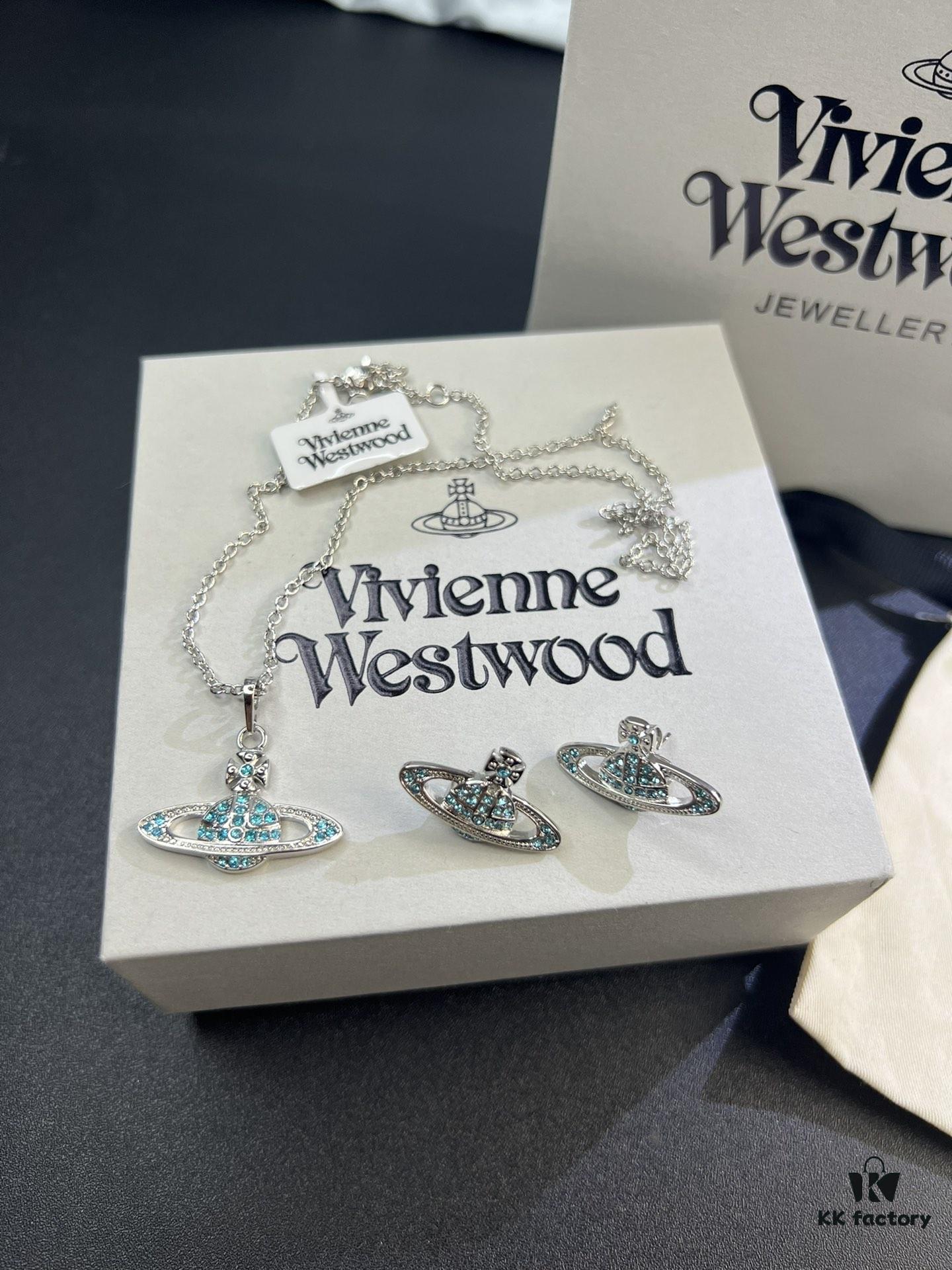 Lady Veda Lan Zuan Saturn Necklace and Stud Earrings Set In Stock